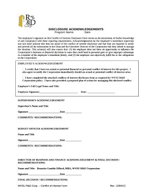 submit employee conflict of interest disclosure form samples in pdf conflict of interest form