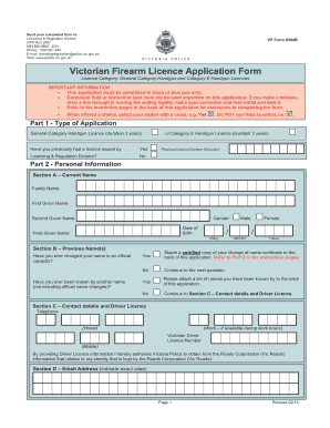 Victorian Firearm Licence Application Form