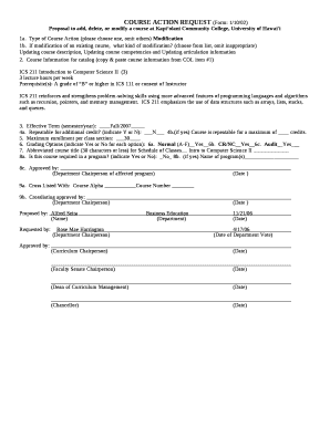COURSE ACTION REQUEST (Form: 1/10/02)
