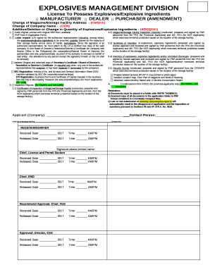 License To Possess Explosives/Explosive Ingredients