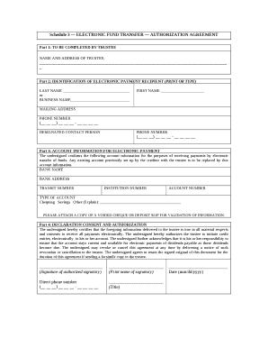 Schedule 3 ELECTRONIC FUND TRANSFER AUTHORIZATION AGREEMENT