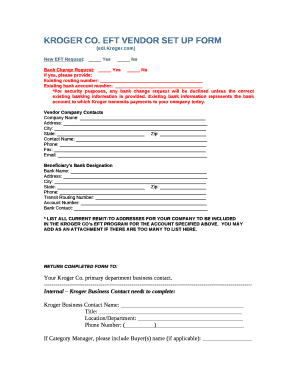 EFT VENDOR SET UP FORM