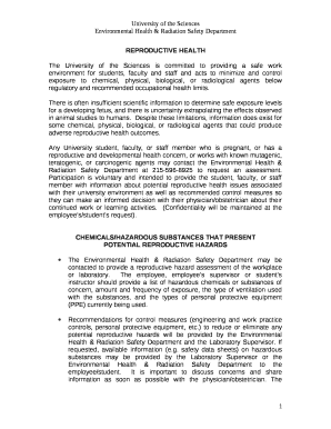 The University of the Sciences is committed to providing a safe work environment for students, faculty and staff and acts to minimize and control exposure to chemical, physical, biological, or radiological agents below regulatory and