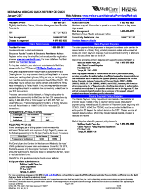 Fillable Online NEBRASKA MEDICAID QUICK REFERENCE GUIDE Fax Email Print ...
