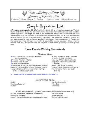 Fillable Online Sample Repertoire List Fax Email Print - pdfFiller