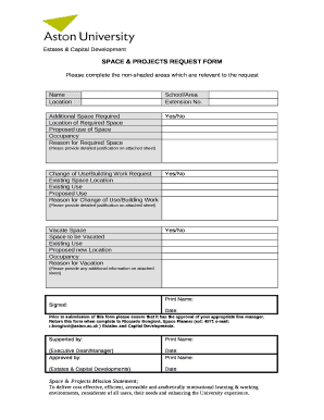 SPACE & PROJECTS REQUEST FORM