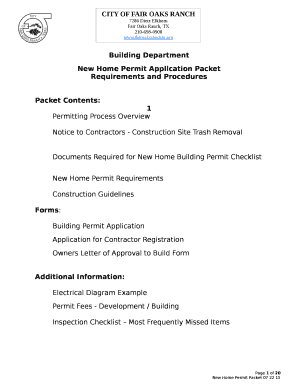 New Home Permit Application Packet