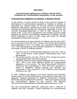 Environmental Legislation in Pakistan and the OECD Guidelines for Multinational Enterprises: A Gap Analysis