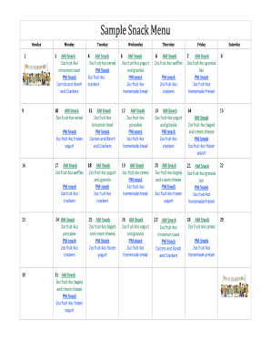 Fillable Online Sample Snack Menu Fax Email Print - pdfFiller