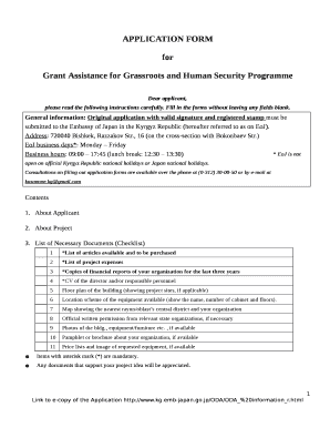 APPLICATION FORM for Grant Assistance for Grassroots and ...