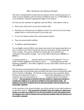 This letter is intended solely as notice that your absence will be counted toward your 12 weeks of annual eligibility under the Family and Medical Leave Act of 1993 (FMLA)