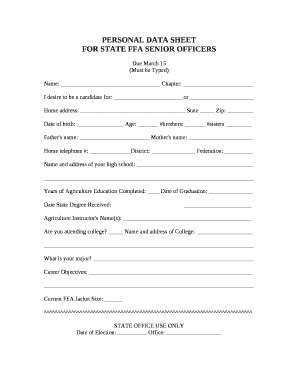 FOR STATE FFA SENIOR OFFICERS