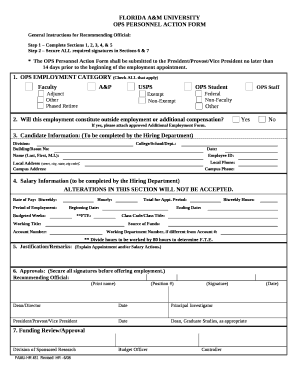 OPS PERSONNEL ACTION FORM