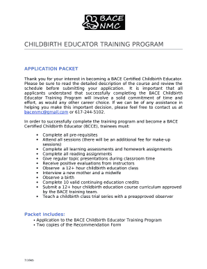 CHILDBIRTH EDUCATOR TRAINING PROGRAM