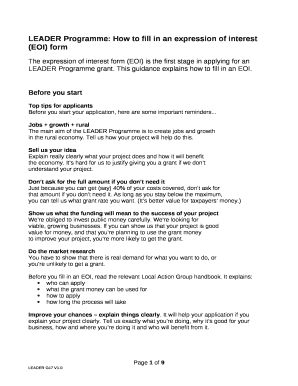 LEADER Programme: How to fill in an expression of interest (EOI) form