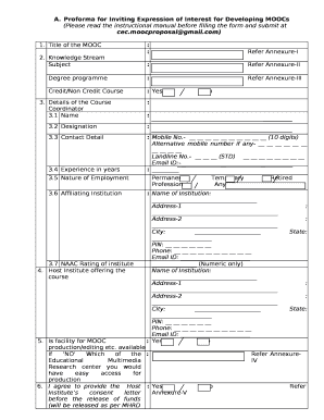 Proforma for Inviting Expression of Interest for Developing MOOCs