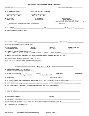 OPENING SEOO STATE INCIDENT NUMBER