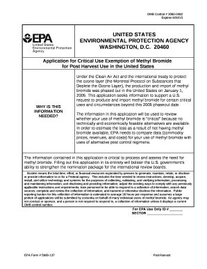Application for Critical Use Exemption of Methyl Bromide