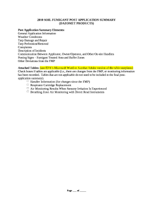 2010 SOIL FUMIGANT POST APPLICATION SUMMARY