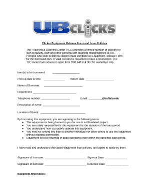 Clicker Equipment Release Form and Loan Policies