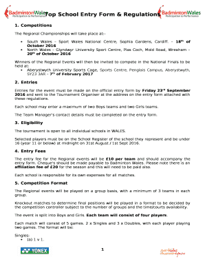 The Regional Championships will take place at:-