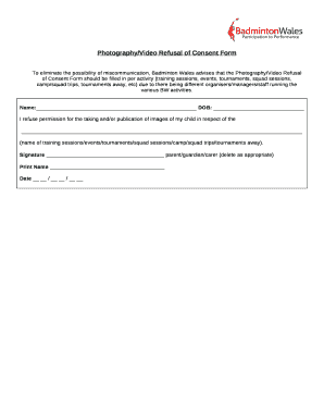 Photography/Video Refusal of Consent Form