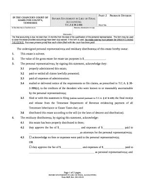 Sworn Statement in Lieu of Final Accounting