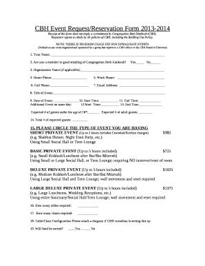 CBH Event Request/Reservation Form 2013-2014