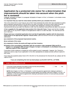 Application by a protected site owner for a determination that improvements should be taken into account when the pitch fee is reviewed