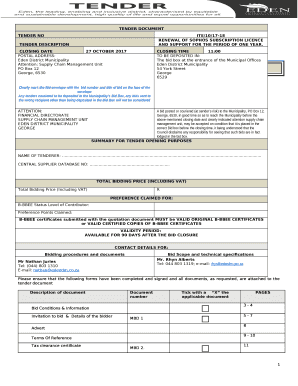 CHECKLIST OF DOCUMENTS TO BE PROVIDED TO A BIDDER