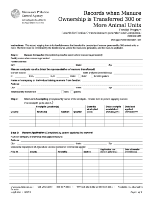 Records when Manure Ownership is Transferred 300 or More Animal Units