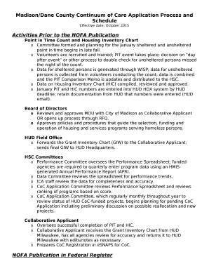 Madison/Dane County Continuum of Care Application Process and Schedule