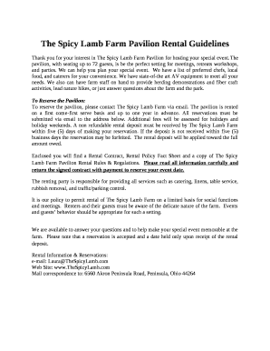 The Spicy Lamb Farm Pavilion Rental Guidelines