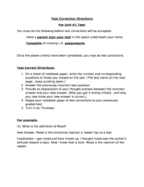 Test Correction Directions