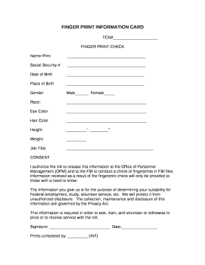 FINGER PRINT INFORMATION CARD