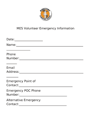 MES Volunteer Emergency Information