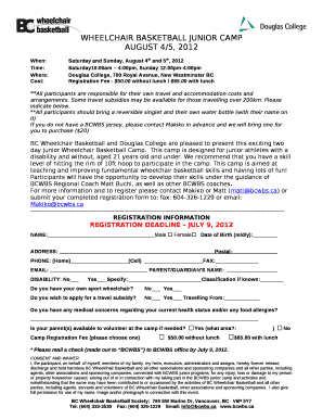 Wheelchair Basketball Junior Camp