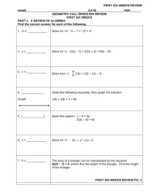 GEOMETRY FALL SEMESTER REVIEW