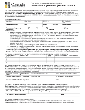 The Consortium Agreement allows a student to receive financial aid at Concordia University, St