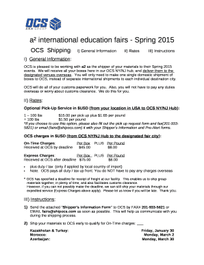 OCSShipping:I) General InformationII) RatesIII) Instructions