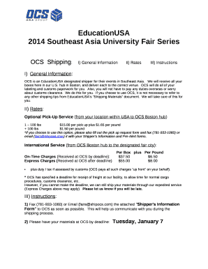 OCS is an EducationUSA designated shipper for their events in Southeast Asia