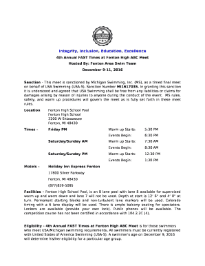 4th Annual FAST Times at Fenton High ABC Meet
