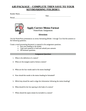 Apply Correct Memo Format