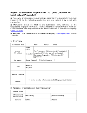 Paper submission Application to The Journal of Intellectual Property