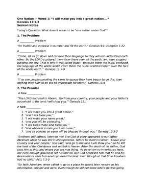 One Nation Week 1: I will make you into a great nation