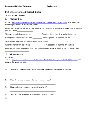Biomes and Cycles WebquestEcologists: