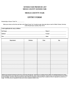 SENIOR FAIR PREMIUM LIST