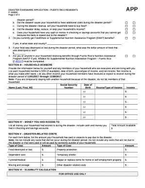 Disaster foodshare application Puerto Rico Residents