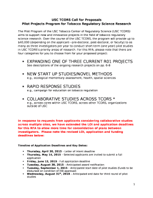 USC TCORS Call for Proposals