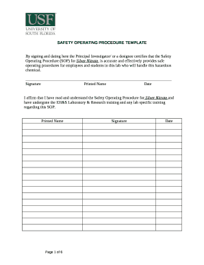 SAFETY OPERATING PROCEDURE TEMPLATE
